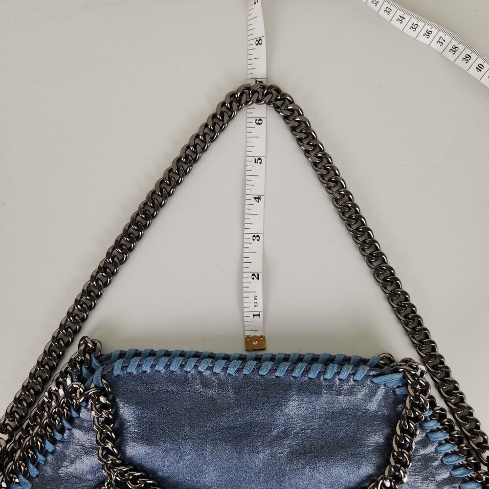 Stella McCartney Shoulder Bag Womens Blue Falabella Metallic Shaggy Deer Chain - Picture 7 of 14
